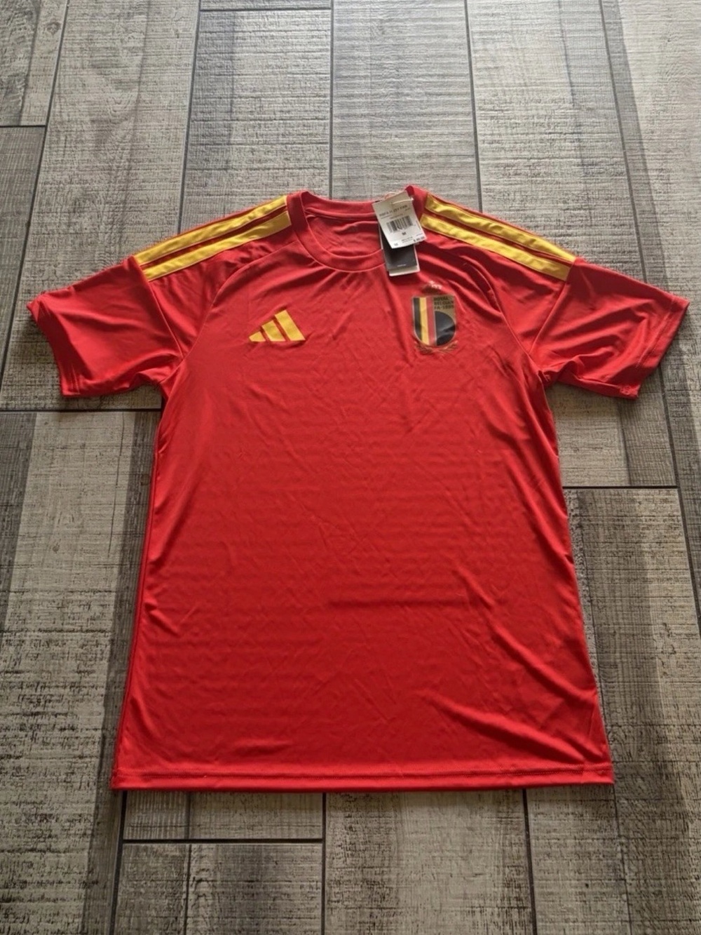 adidas Belgium National Team Soccer Jersey Red Yellow Mens Size Medium